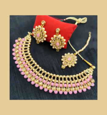 Fancy Pink Colour Neckless for Woman And Girls